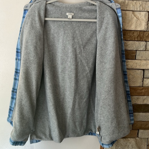 LL Bean Women's Fleeced Lined Cotton Plaid Flannel Shirt Jacket Hooded Size XL - Picture 6 of 9